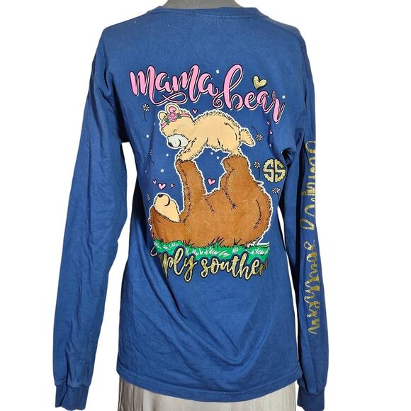 Simply Southern Mama Bear Cotton Long Sleeve Tee Size Small - Picture 2 of 5
